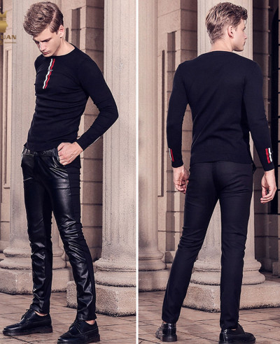 Men-Real-Cowhide-Leather-Bikers-Quilted-Panels-Pants