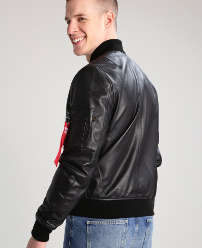 Men Sheep Bomber Biker Leather Jacket