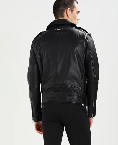 Men Short Biker Real Leather Jacket