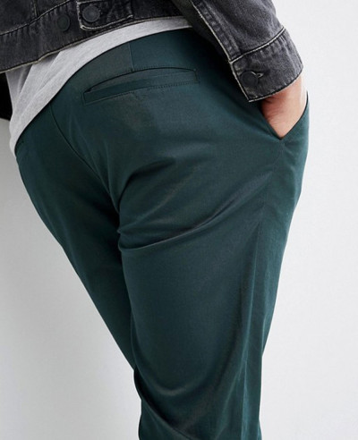 Men Skinny Chinos In Bottle Green Trouser