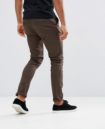 Men Skinny Chinos In Brown Trouser