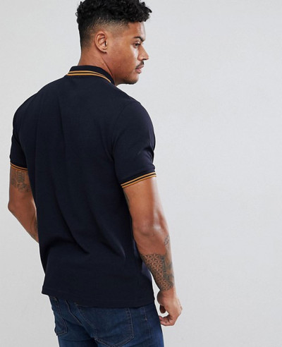 Men Slim Fit Twin Tipped Polo Shirt In Navy