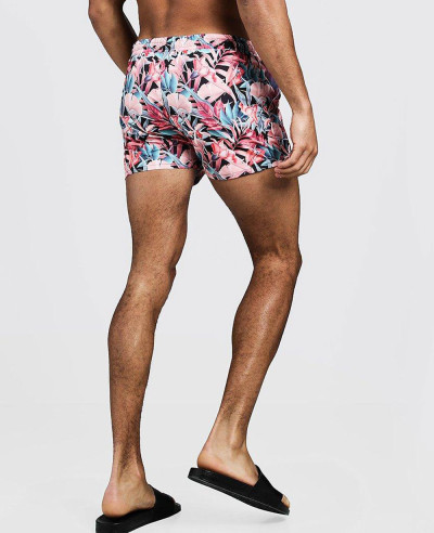 Men Sublimation Palm Print Short Length Swim Short