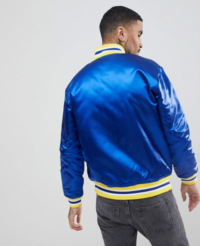 Men Zipper Golden State Warriors Satin Varsity Jacket