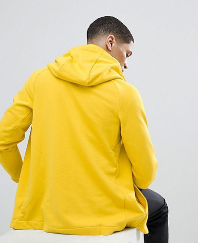 Modern Zipper Through Hoodie In Yellow