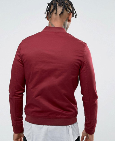 Muscle Fit Bomber Jacket With Sleeve Zipper