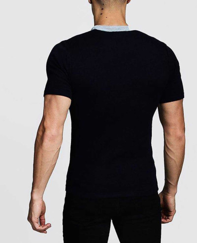 Muscle-Fit-Knitted-T-Shirt-With-Colour-Block-Detail