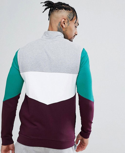 Muscle Track Jacket With Retro Colour Blocking