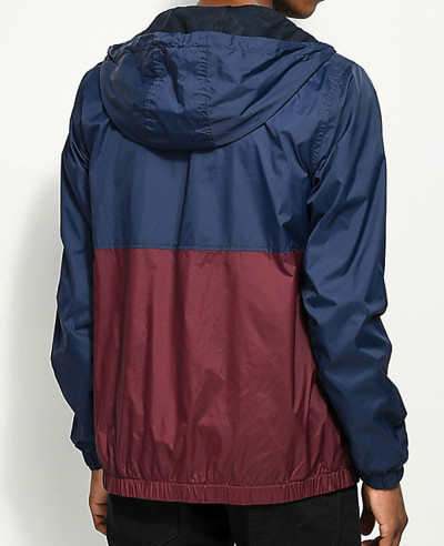 Navy & Burgundy Windbreaker Jacket