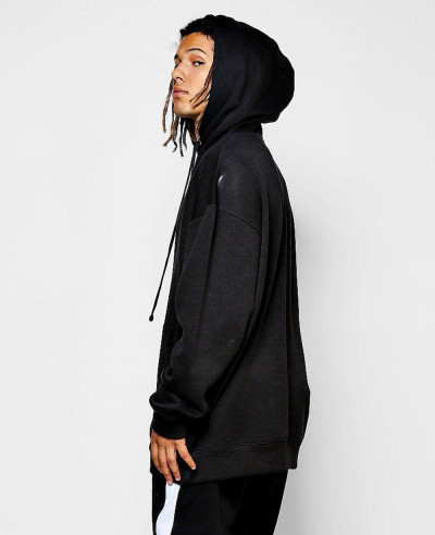 Navy Blue Oversized Hoodie with Elongated Drawcord