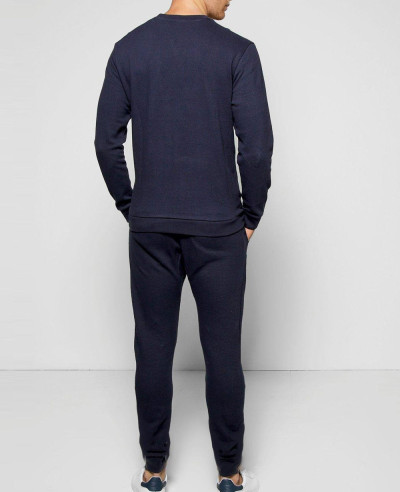 Navy Blue Sweater Tracksuit In Pique