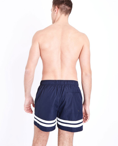 Navy Double Stripe Swim Shorts