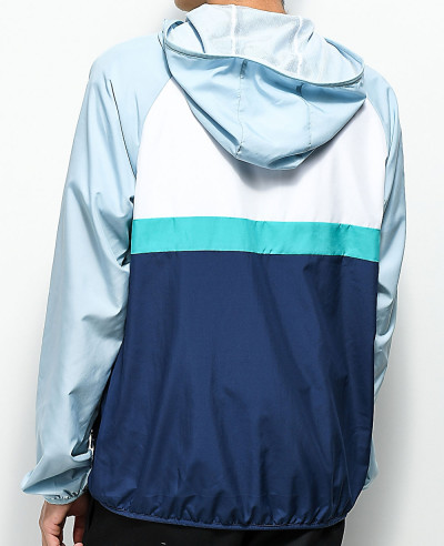 New-Custom-Made-Stylish-Grey--White-&-Blue-Windbreaker-Jacket