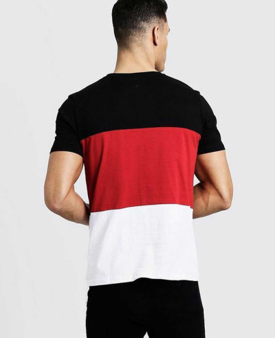 New-Design-Crew-Neck-Colour-Block-Hot-T-Shirt