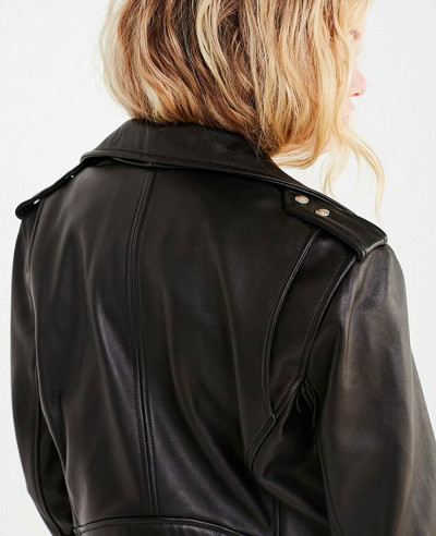 New Fashionable Faux Leather Banded Moto Jacket