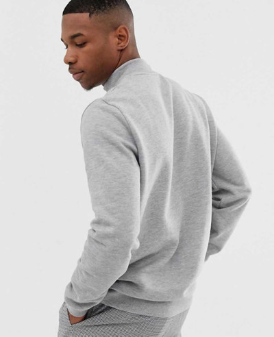 New-Fashionable-half-Zipper-Men-Grey-Sweatshirt