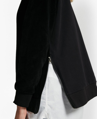 New Fashionable Side Split Zipper Black Sweatshirt