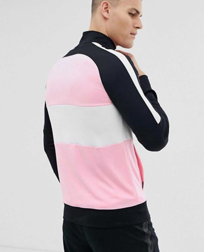 New High Quality Custom Men Zipper Track Top Sweatshirt In Pink