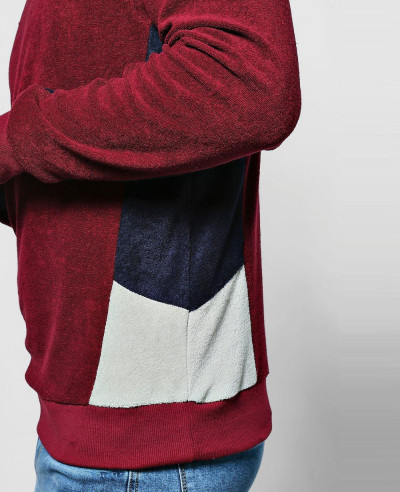 New-High-Quality-Men-Fashion-Velvet-Color-Block-Sweatshirt