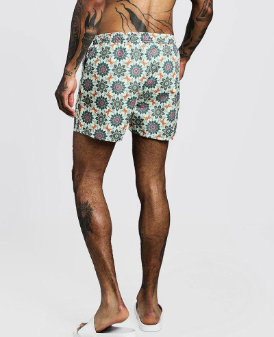 New-Men-Tile-Print-Mid-Length-Swim-Short