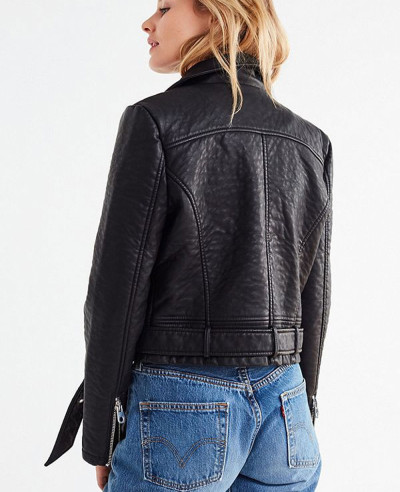 New Style Black Faux Leather Moto Jacket