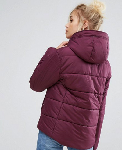 New Style Padded Jacket In Burgundy