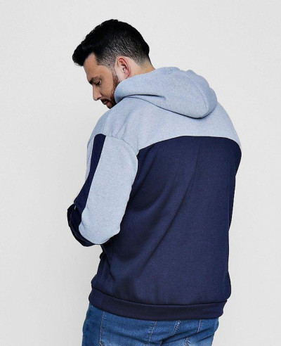 New Stylish Big And Tall Colour Block Over The Head Hoodie