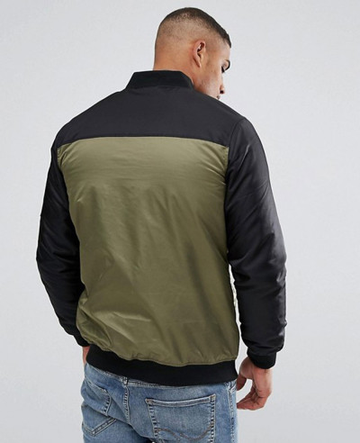 New-Stylish-Custom-Colour-Block-Bomber-Jacket-In-Khaki