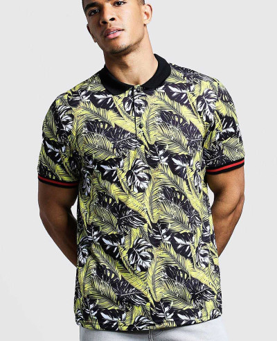 New Stylish Custom Sublimation Polo T Shirt in Palm Print
