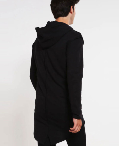 New-Stylish-French-Terry-Black-Custom-Supper-Longline-Hoodie