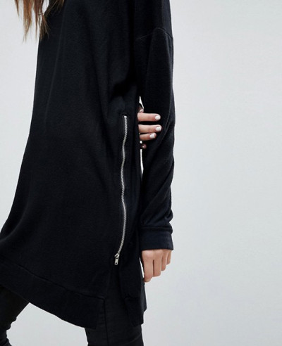 New Stylish Longline With Zipper Sweatshirt