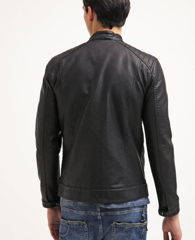 New Stylish Men Classic Faux Leather Jacket