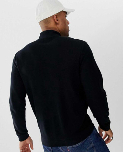 New-Stylish-Men-Custom-Half-Zipper-Pique-Sweat-In-Black-Sweatshirt