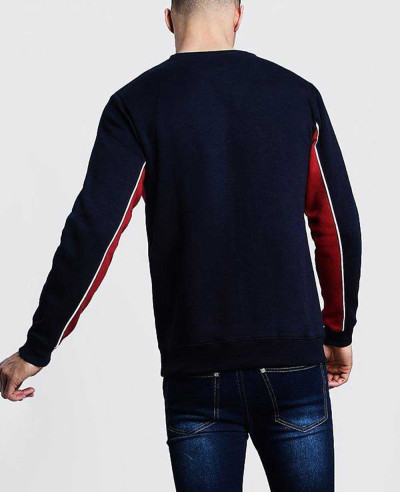 New Stylish Navy Blue Color Block Men Sweater Sweatshirt