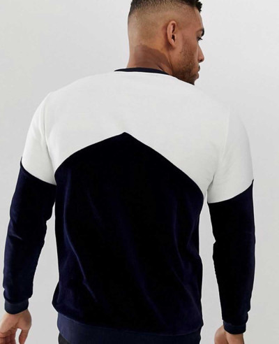 New Stylish Sweatshirt With Cord Color Blocking In Navy