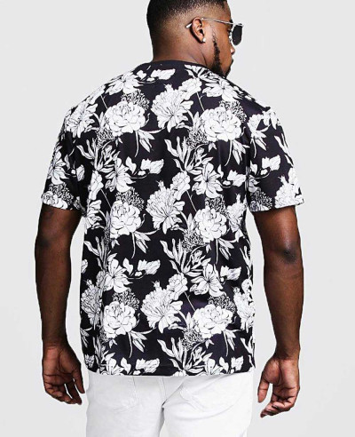 New-Trendy-Big-&-Tall-Mono-Floral-Print-Men-T-Shirt