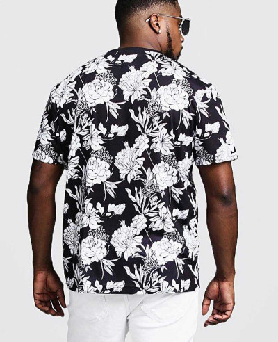 New Trendy Big & Tall Mono Floral Print Men T Shirt