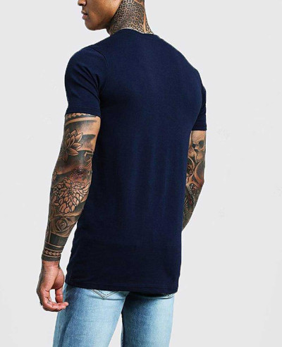 New-Trendy-Men-Muscle-Fit-Longline-Colour-Block-Tee-Shirt