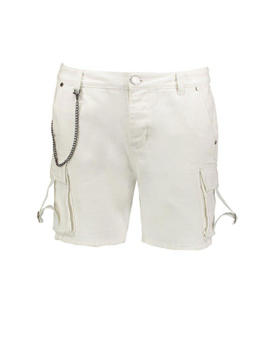 New White Slim Fit Stylish Utility Cargo Denim Short