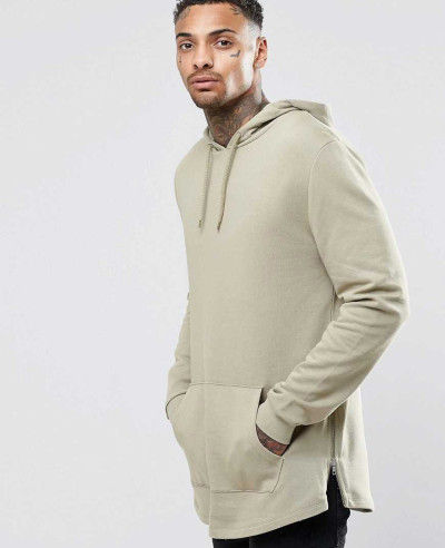 New Look About Apparels Hoodies Sweatshirts Casual Longline Hoodie With Side Zipper Curved Hem