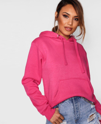 Online Store Pink Pullover Solid Oversized Hoody