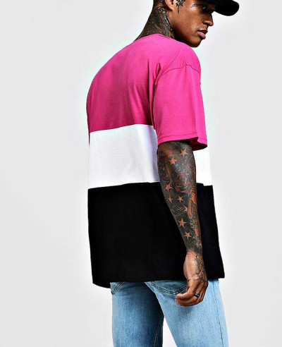 Oversized Color Block Men Stylish T Shirt