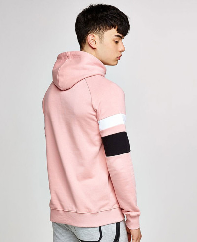 Pink Colour Block Men Stylish Hoodie