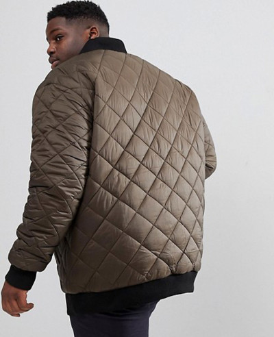 Plus Size Quilted Bomber Zipper Thru Padded Jacket