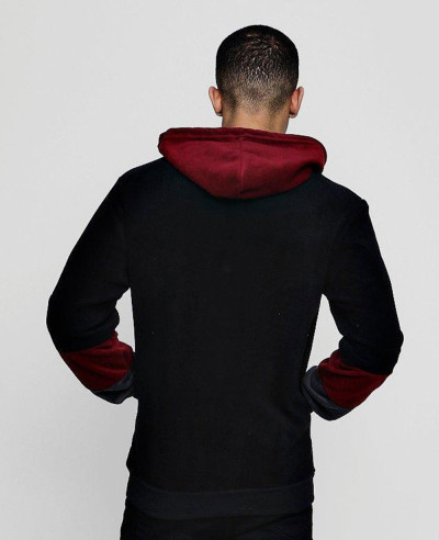 Pullover Colour Block Fleece Over The Head Hoodie