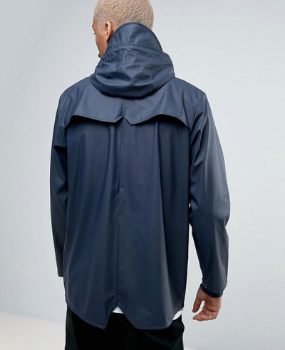 Rains Short Hooded Jacket Waterproof in Navy Windbreaker Jacket