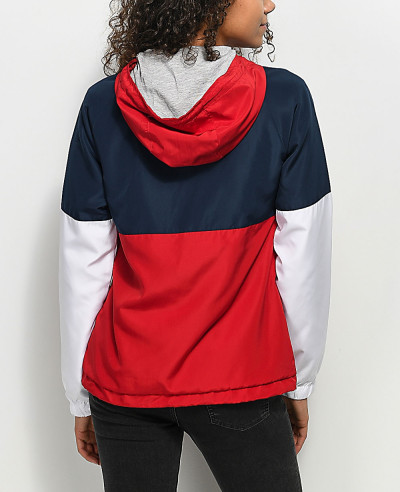 Red  White & Blue Lined Windbreaker Jacket