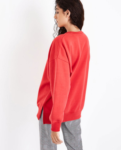 Red Slouchy Split Side Sweatshirt