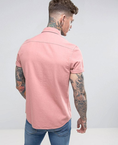 Regular Fit Denim Shirt In Pink