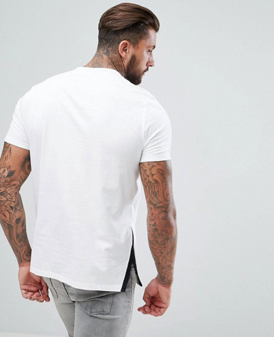 Relaxed Longline With Side Split Contrast Detail T Shirt